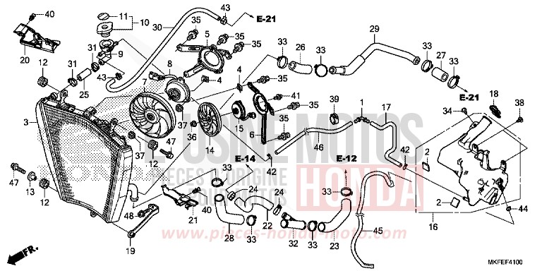 RADIATEUR de CBR1000RR SP SP1 SP2 GRAND PRIX RED (R380X) 2019